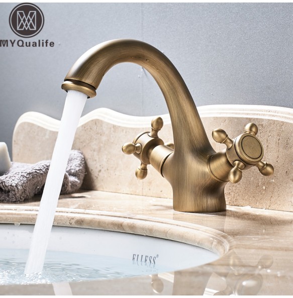 2024 New Basin Faucet Dual Handle  Single Hole Deck Mounted Brass Bathroom Vanity Sink Mixers Hot and Cold Tap