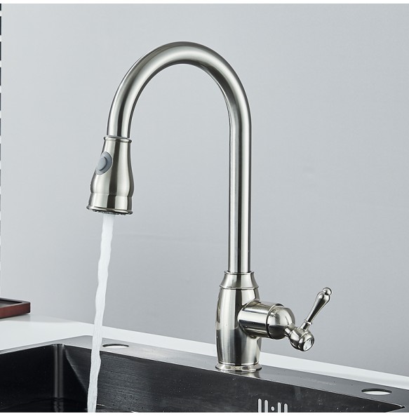 Black Kitchen Faucet Two Function Single Handle Pull Out Mixer  Hot and Cold Water Taps Deck Mounted