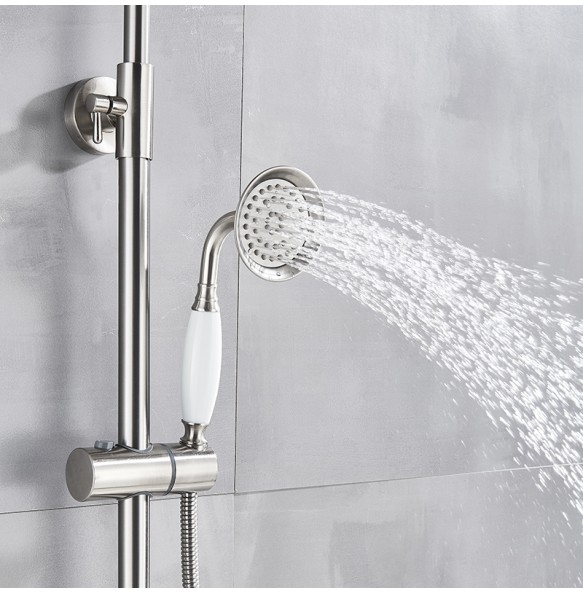 Brushed Nickle Bathroom Shower Faucet Mixer Set  8