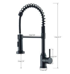 Matte Black Kitchen Sink Faucet One Handle Spring Hot and Cold Water Tap Deck Mounted Bathroom Chrome Kitchen Crane