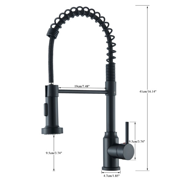 Matte Black Kitchen Sink Faucet One Handle Spring Hot and Cold Water Tap Deck Mounted Bathroom Chrome Kitchen Crane