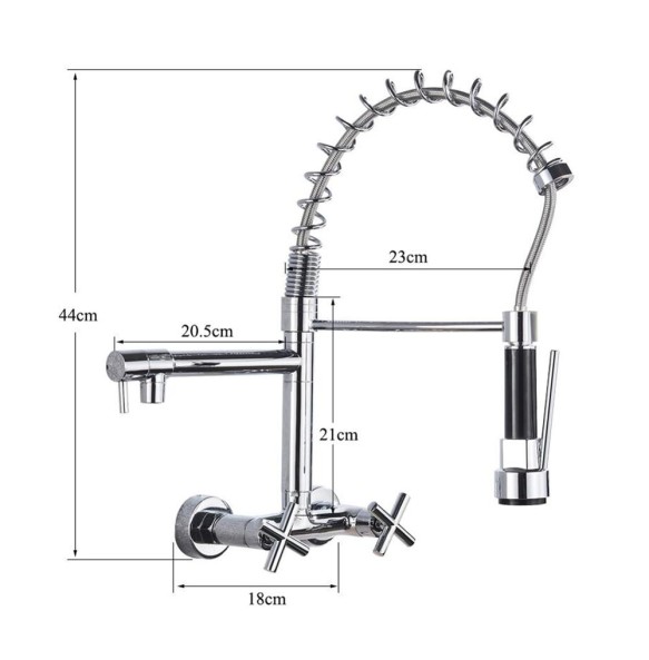 Kitchen Faucet Torneira Cozinha Double Handle Mounted On Spring Faucet With 2 Nozzles Chrome Finish New Grifo Cocina