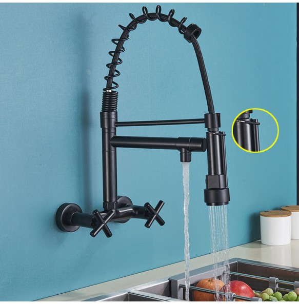 Kitchen Faucet Torneira Cozinha Double Handle Mounted On Spring Faucet With 2 Nozzles Chrome Finish New Grifo Cocina