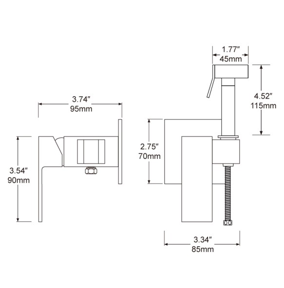 2024 New Brass Shower Tap Bidet Faucet Washer Mixer Muslim Shower Ducha Higienica Cold & Hot Water Mixer Crane Square Shower Spray