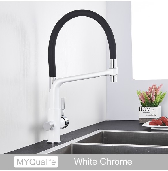 Matte Black Kitchen Sink Faucet Tap Pure Water Filter Mixer Crane Dual Handles Purification Kitchen Hot and Cold Water Tap