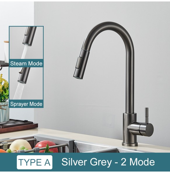 Black Kitchen Faucet Two Function Single Handle Pull Out Mixer  Hot and Cold Water Taps Deck Mounted