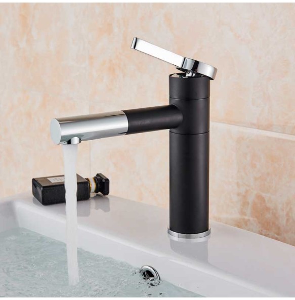 2024 New Chrome Black Basin Faucet Deck Mounted Swive Spout Bathroom Sink Mixer Single lever Hot Cold Water Tap One Hole Faucet