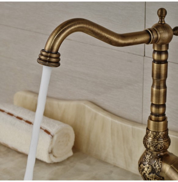 2024 New Home Decoration Bathroom Sink Mixer Faucet Crane Single Handle Water Tap Brass Antique Faucet Hot and Cold Water