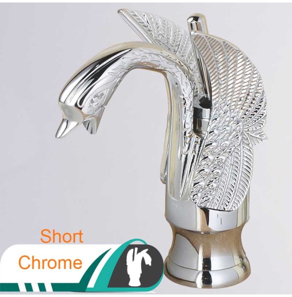 2024 New Swan Shape Bathroom Mixer Faucet Tap Deck Mount One Hole Water Taps with Hot Cold Water Golden Color Basin Faucet One Handle