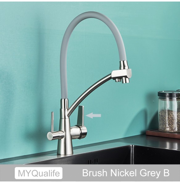 New Kitchen Sink Faucet Tap Pure Water Filter Mixer Crane Dual Handles Purification Kitchen Hot and Cold Faucet