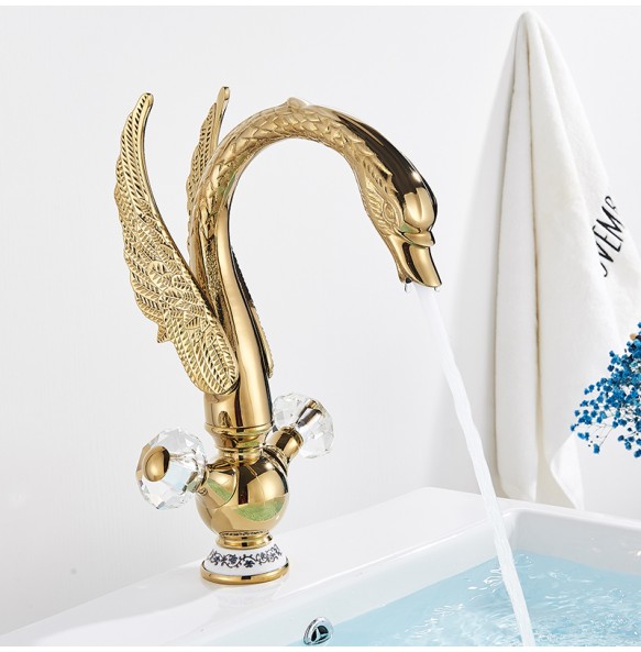 2024 New Gold Swan Bathroom Basin Faucet Luxury Brass Black Big Bird Mixer Taps Single Hot and Cold Mixer Tap Deck Mounted