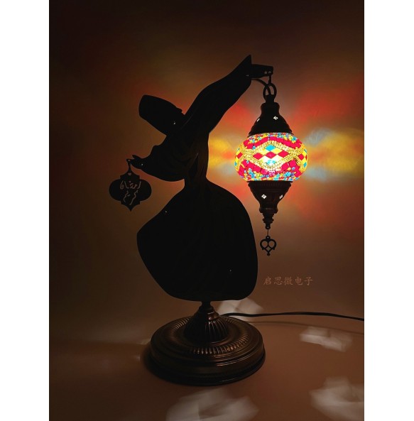 Monk Dancer Mosaic Table Lamp Vintage Art Deco Handcrafted Lamparas De Mesa Mosaic Glass Lamparas Con Mosaicos Night Light