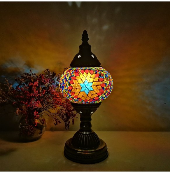 Rechargeable Turkish mosaic table Lamp vintage art deco Handcrafted lamparas de mesa Glass romantic bed light con mosaicos