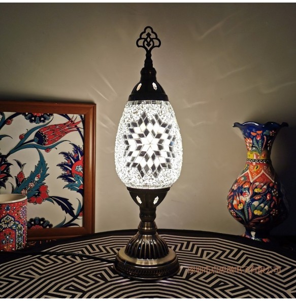 Mosaic Table Lamp Vintage Art Deco Handcrafted Lamparas De Mesa Mosaic Glass Romantic Bed Light Lamparas Con Mosaicos Night Lamp