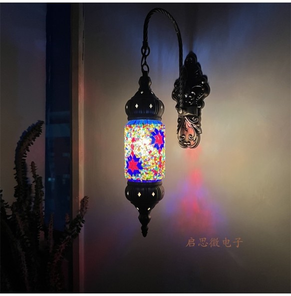 New Mediterranean Style Art Deco Turkish Mosaic Wall Lamp Handcrafted Glass Romantic Light  Lamparas Con Mosaicos Bedroom