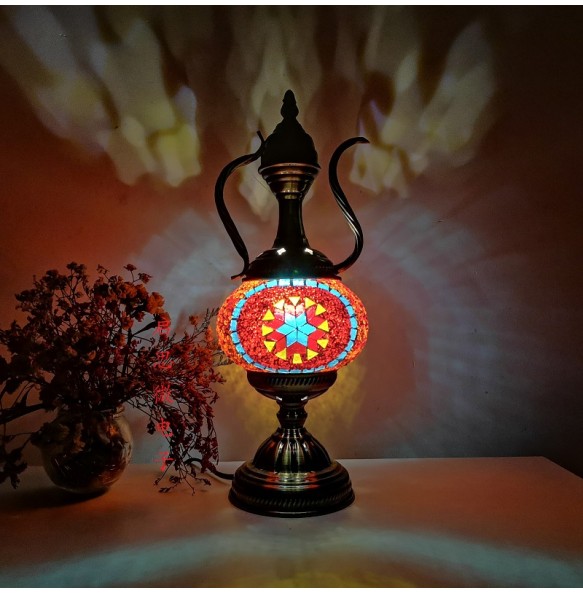 Turkish Mosaic Table Lamp Vintage Art Deco Handcrafted Lamparas De Mesa Mosaic Glass Romantic Bed Light Lamparas Con Mosaicos