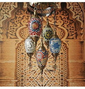 Newest Mediterranean Style Moroccan Lamp Hand-made Glass Shade Mosaic LED Pendant Lights Hallway Aisle Corridor  hotel cafe