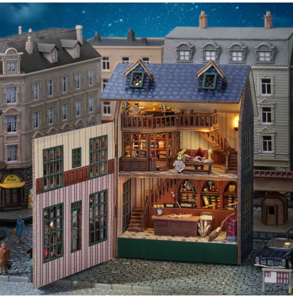 DIY Wooden Magic Shop Miniature Doll House Building Kits with Furniture Lights Garden Roombox Dollhouse for Birthday Gifts