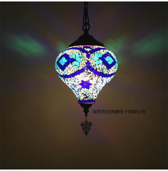 Newest E14 Hand-inlaid Glass Mosaic Bedroom Living Room Decorative Pendant  Lamps of Mediterranean Style Turkish Lampe