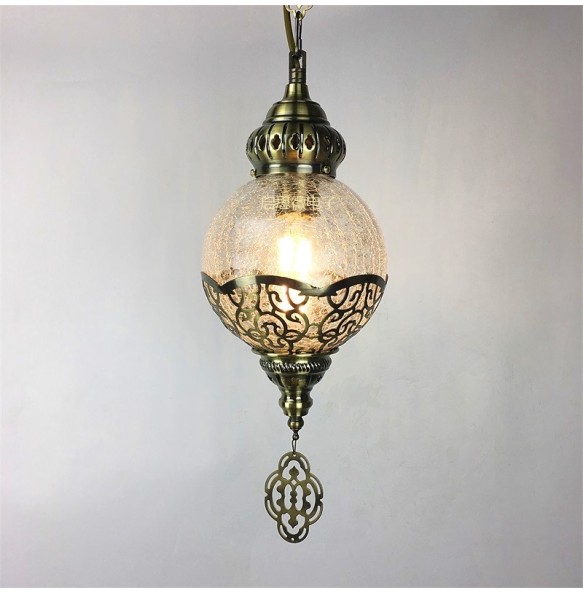 Newest Style Turkey Ethnic Customs Handmade Lamp Romantic Cafe Restaurant Bar Tree Pendant Light Ice Cracked Glass Pendant Lampe