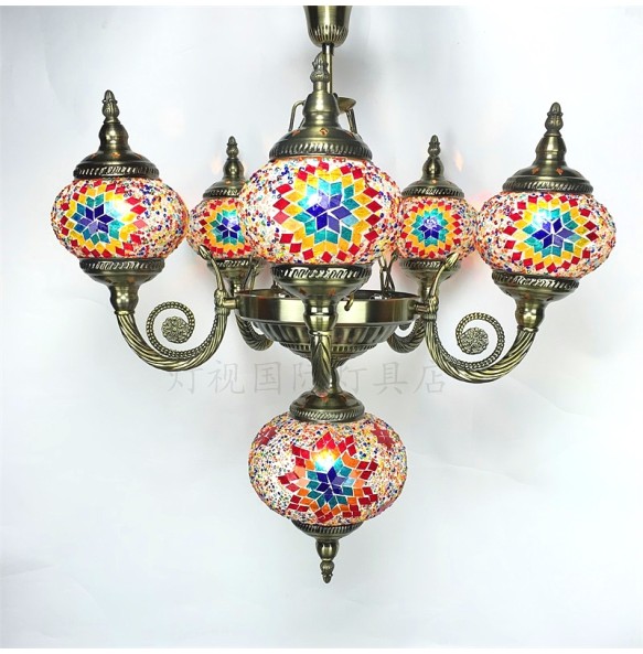 New Style Hand-inlaid Glass Mosaic Lamp Romantic Cafe Restaurant Bar Hotel Chandeliers Mediterranean Style Turkish Lighting