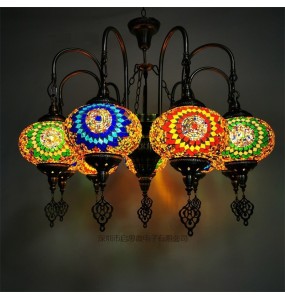 7/9 heads big size Turkish mosaic chandelier Lamp vintage art deco Handcrafted lamparas de mesa mosaic Glass romantic  light