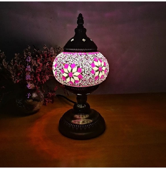 Newest E14 Hand-inlaid glass mosaic bedroom living room decorative Table Lamps of Mediterranean style Turkish Lamps