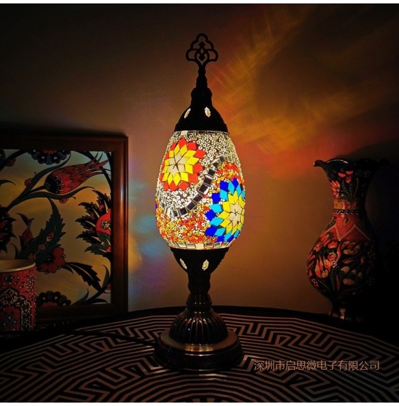 Mosaic Table Lamp Vintage Art Deco Handcrafted Lamparas De Mesa Mosaic Glass Romantic Bed Light Lamparas Con Mosaicos Night Lamp