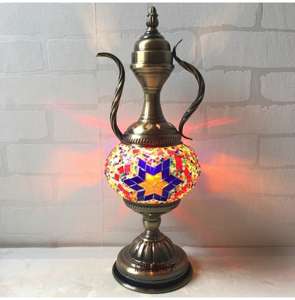 Newest E14 Hand-inlaid Glass Morocco Style Mosaic Light Bedroom Living Room Decorative Table Lamp Turkish Lampe