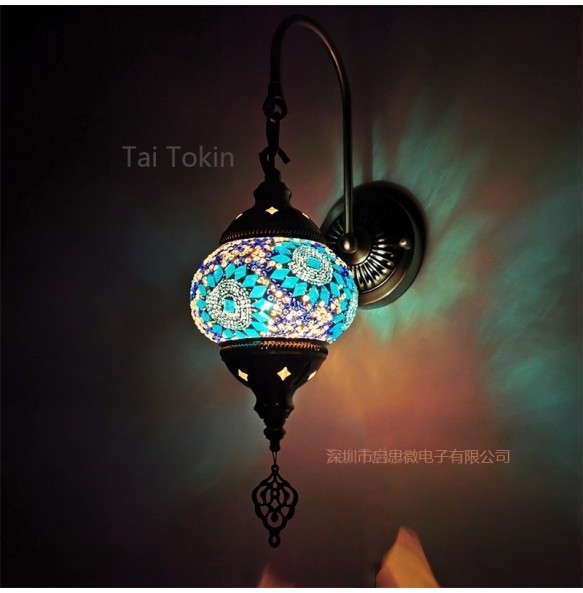 E14 Newest Mediterranean style Art Deco Turkish Mosaic Wall Lamp Handcrafted mosaic Glass romantic wall light