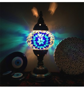 New Style Turkish Mosaic Table Lamp Vintage Art Deco Handcrafted Lamparas De Mesa Glass Romantic Bed Light Lamparas Con Mosaicos