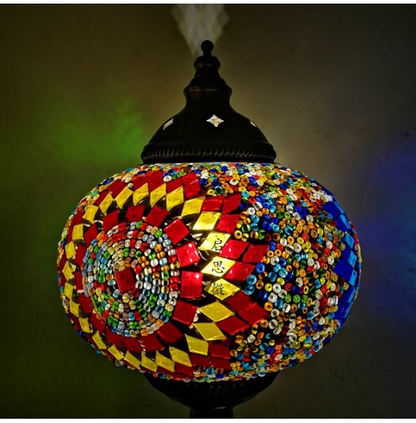 Big Size Turkish Mosaic Table Lamp Vintage Art Deco Handcrafted Lamparas De Mesa Ball Glass Romantic Bed Light Led Night Lampe