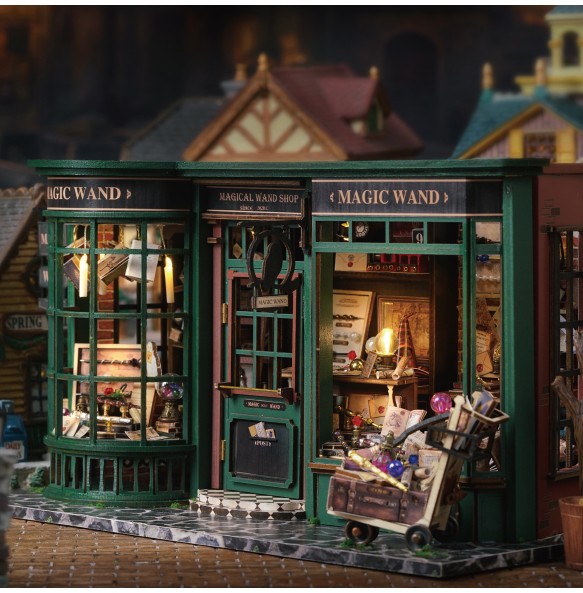 Magic Shop DIY Wooden Dollhouse Miniature Doll House Kit with Furniture Roombox Retro Home Model Toy for Children Gift