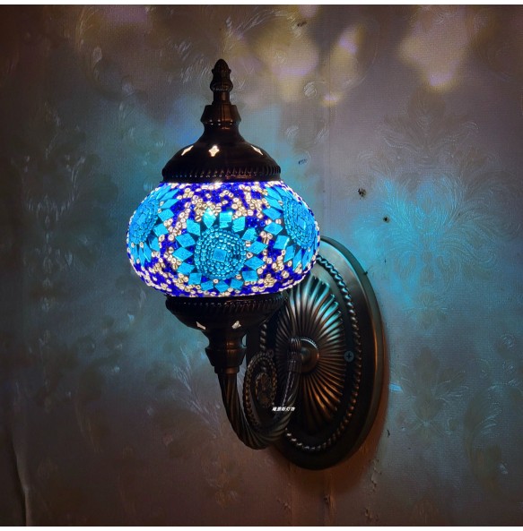 New Turkish Mosaic Wall Lamp Handcrafted Glass Luminaria Led Wall Light Corridor Sofa Background Lighting Home Room Decor Lampe