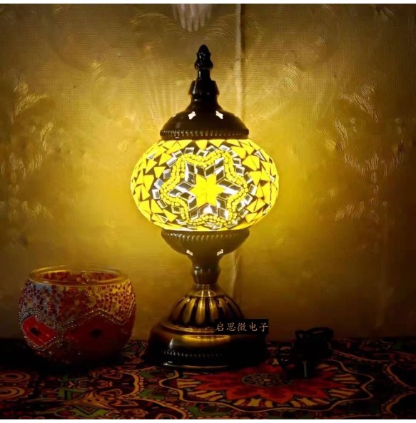 DIY USB Rechargeable Turkish Mosaic Table Lamp Handcrafted Camping Light Gift For Kids Lamparas Bedroom Decoration Night Light