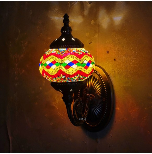 Turkish Mosaic Wall Lamp Handcrafted Glass Luminaria Led Wall Light Corridor Sofa Background Lighting Home Room Decor Lampe