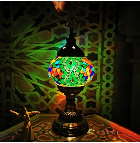 Newest Turkish mosaic table Lamp vintage art deco Handcrafted lamparas de mesa Glass romantic bed light lamparas con mosaicos