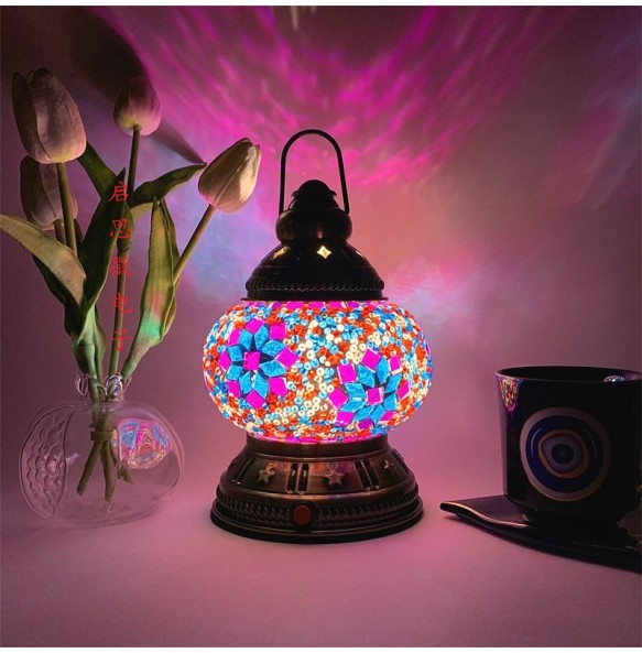 Rechargeable Turkish Mosaic Table Lamp Deco Handcrafted Lampe Abajur Para Quarto Bed Night Light Lampara De Noche Dormitorio