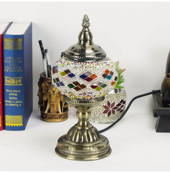 E14 Hand-inlaid Glass Mosaic Bedroom Living Room Decorative Table Lamps of Mediterranean Style Turkish Lamps