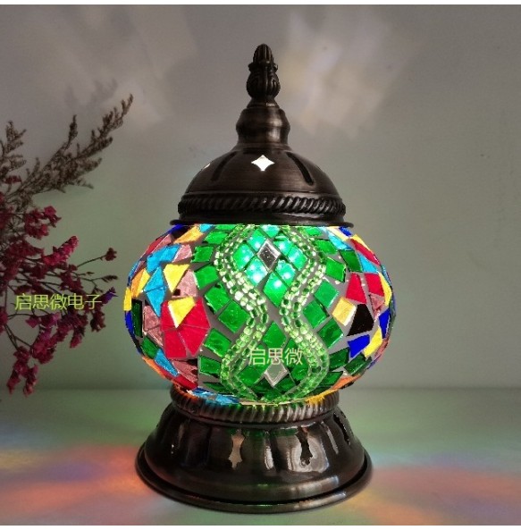 New Style E14 Hand-inlaid glass mosaic bedroom living room decorative Night Lamps of Mediterranean style Turkish Lamps