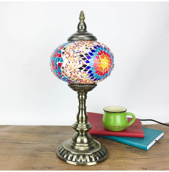 New Style E14 Hand-inlaid Glass Mosaic Bedroom Living Room Decorative Table Lamps of Mediterranean Style Turkish Lamps