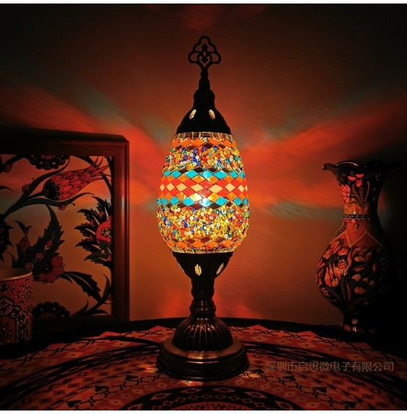 Turkish Table Lamp Vintage Art Deco Handcrafted Lamparas De Mesa Mosaic Glass Romantic Bed Light Lamparas Con  Night Lampe