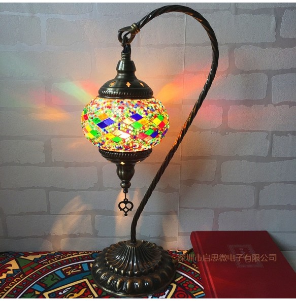 Turkish Mosaic Table Lamp Vintage Art Deco Handcrafted Lamparas De Mesa Mosaic Glass Romantic Bed Light Lamparas Con Mosaicos