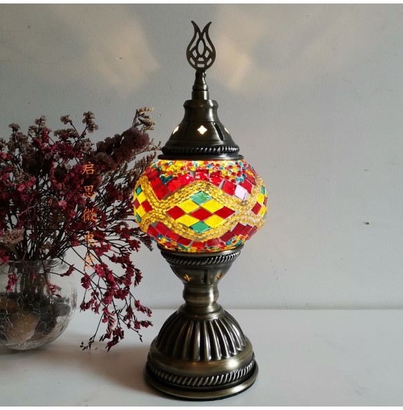 USB Rechargeable Night Lamp Mosaic Table Lamp Vintage Deco Handcrafted Lamparas De Mesa Glass Romantic Bed Light Con Mosaicos