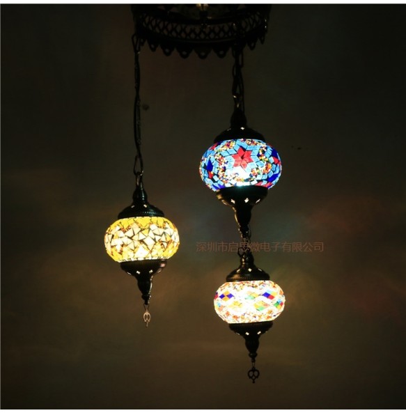 3 Heads Mosaic Pendant Lights Dining Table Kitchen Bedroom Foyer Living Room Hotel Restaurant Coffee Hall Studyroom Indoor Decro