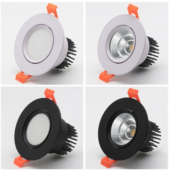 Dimmable 4 types round Recessed LED Downlights 5w7w9w12w15w COB LED CeilingLamp Spot Lights AC110-220V LED Lamp Indoor Lighting