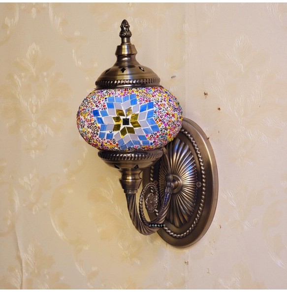 Turkish Mosaic Wall Lamp Handcrafted Glass Luminaria Led Wall Light Corridor Sofa Background Lighting Home Room Decor Lampe