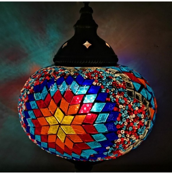 Big Size Turkish Mosaic Pendant Lamp Vintage Art Deco Handcrafted Lamparas De Mesa Glass Romantic Light Lamparas Con Mosaicos