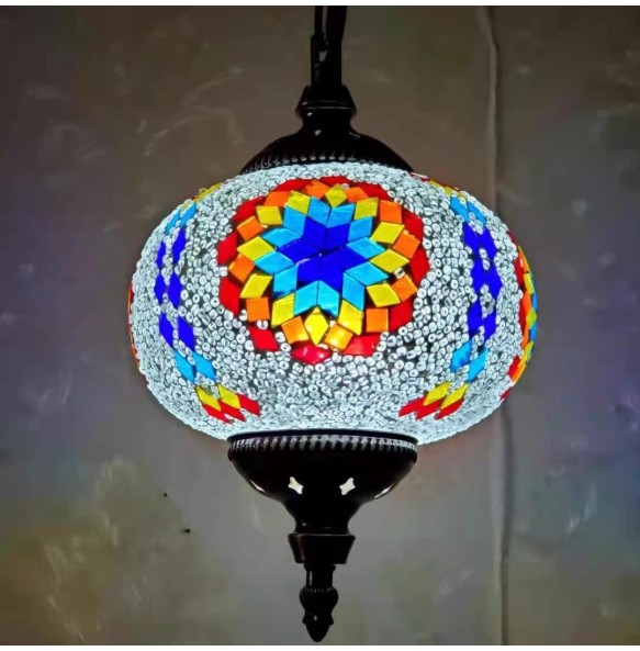 Turkish Mosaic Pendant Lamp Vintage Art Deco Handcrafted Lamparas De Mesa Glass Romantic Light Lamparas Con Mosaicos Home Decor