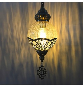 Newest Style Turkey Ethnic Customs Handmade Lamp Romantic Cafe Restaurant Bar Tree Pendant Light Ice Cracked Glass Pendant Lampe